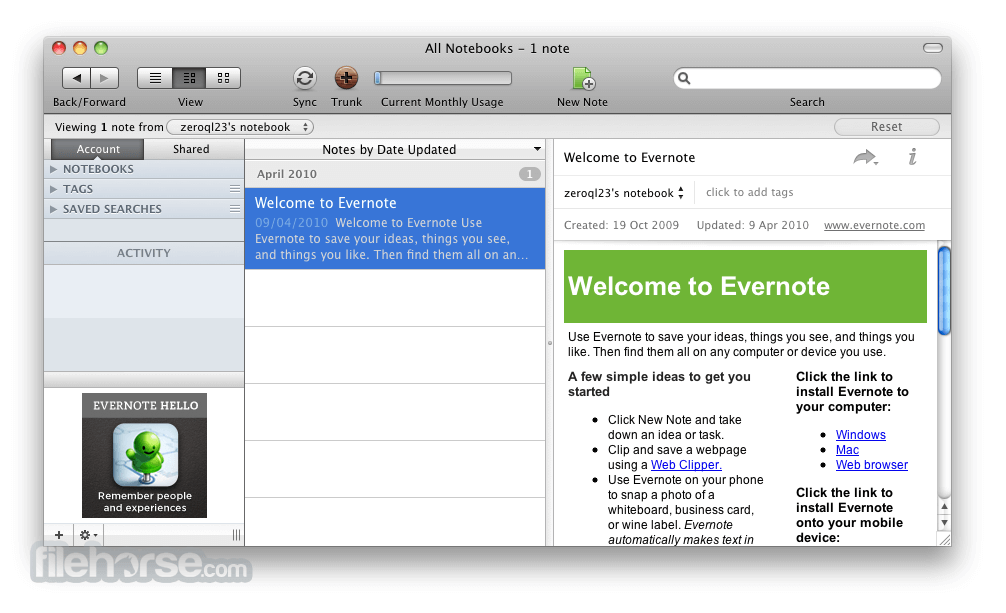 Evernote download mac 10.9.5 high sierra